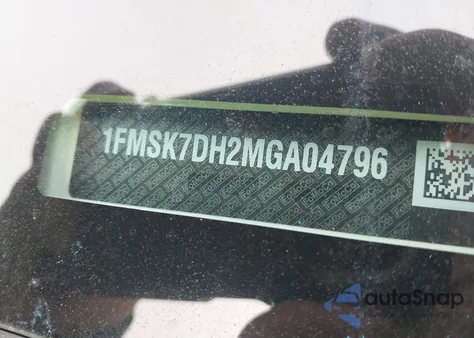 2021 Ford Explorer Xlt z USA, uszkodzony, nr VIN 1FMSK7DH2MGA04796